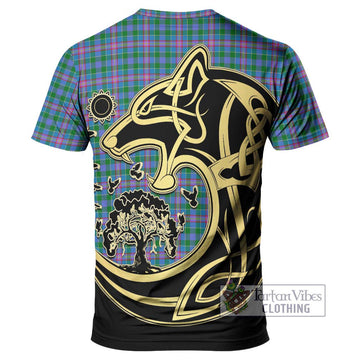 Pitcairn Tartan T-Shirt with Family Crest Celtic Wolf Style - Tartan Vibes Clothing