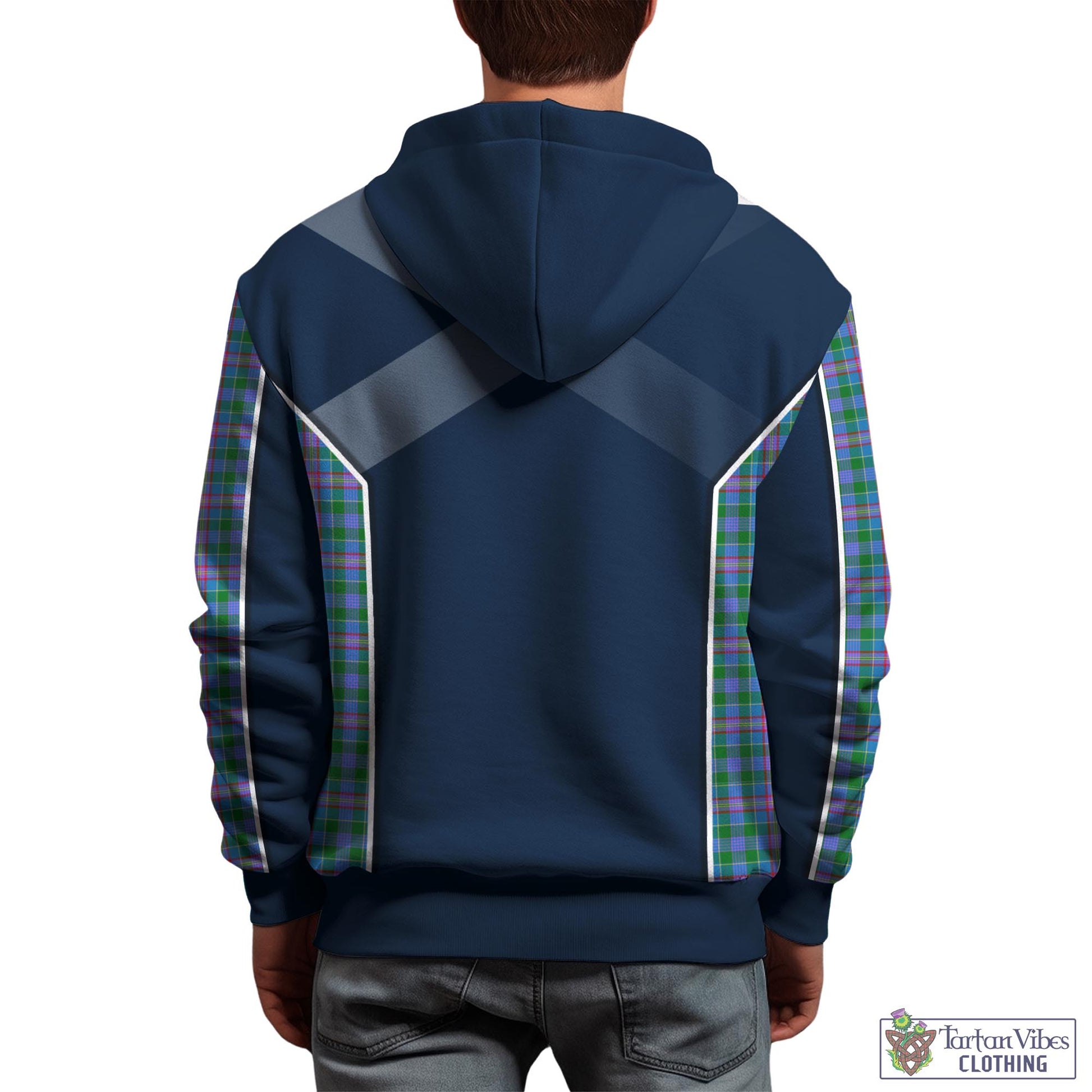 Tartan Vibes Clothing Pitcairn Hunting Tartan Hoodie with Family Crest and Scottish Thistle Vibes Sport Style