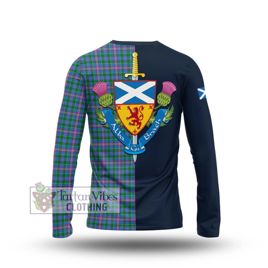 Pitcairn Tartan Long Sleeve T-Shirt Alba with Scottish Lion Royal Arm Half Style - Tartan Vibes Clothing
