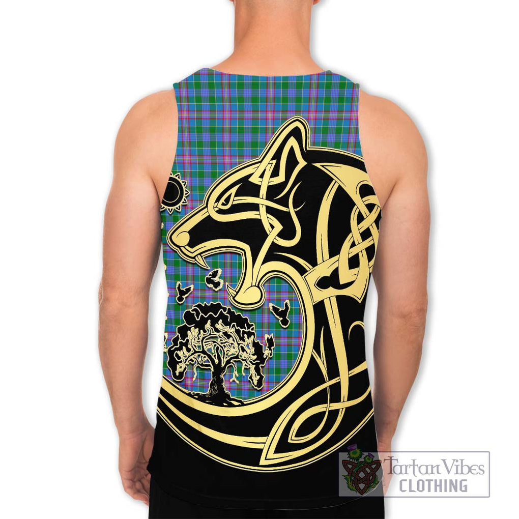 Pitcairn Tartan Men's Tank Top with Family Crest Celtic Wolf Style - Tartan Vibes Clothing