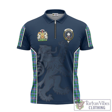 Pitcairn Hunting Tartan Zipper Polo Shirt with Family Crest and Lion Rampant Vibes Sport Style