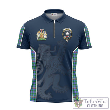 Pitcairn Tartan Zipper Polo Shirt with Family Crest and Lion Rampant Vibes Sport Style - Tartan Vibes Clothing