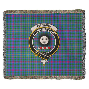 Pitcairn Hunting Tartan Woven Blanket with Family Crest