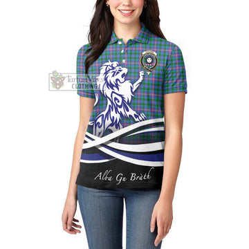 Pitcairn Tartan Women's Polo Shirt with Alba Gu Brath Regal Lion Emblem - Tartan Vibes Clothing