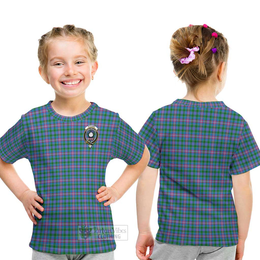 Pitcairn Tartan Kid T-Shirt with Family Crest - Tartan Vibes Clothing