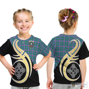 Pitcairn Tartan Kid T-Shirt with Family Crest and Celtic Symbol Style - Tartan Vibes Clothing