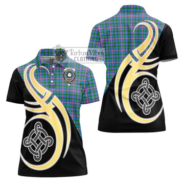 Pitcairn Tartan Women's Polo Shirt with Family Crest and Celtic Symbol Style - Tartan Vibes Clothing