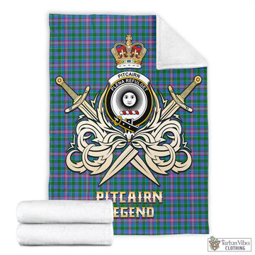 Pitcairn Tartan Blanket with Clan Crest and the Golden Sword of Courageous Legacy - Tartan Vibes Clothing