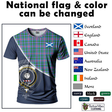 Pitcairn Tartan T-Shirt with Personalised National Flag and Family Crest Half Style - Tartan Vibes Clothing