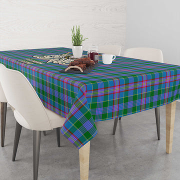 Pitcairn Tartan Tablecloth with Clan Crest and the Golden Sword of Courageous Legacy