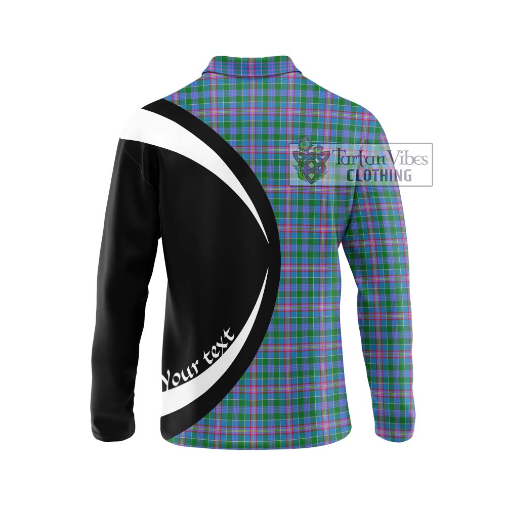 Pitcairn Tartan Long Sleeve Polo Shirt with Family Crest Circle Style - Tartan Vibes Clothing