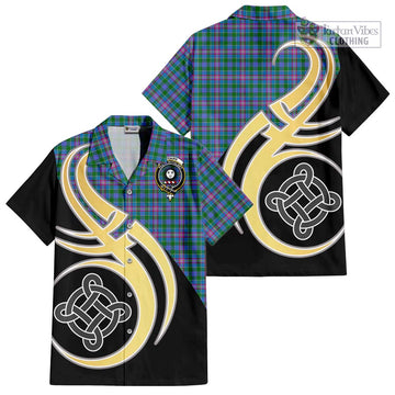 Pitcairn Tartan Hawaiian Shirt with Family Crest and Celtic Symbol Style - Tartan Vibes Clothing