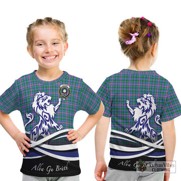Pitcairn Tartan Kid T-Shirt with Alba Gu Brath Regal Lion Emblem - Tartan Vibes Clothing