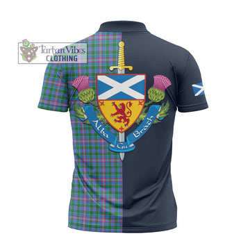 Pitcairn Tartan Zipper Polo Shirt Alba with Scottish Lion Royal Arm Half Style - Tartan Vibes Clothing