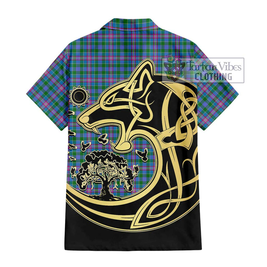 Pitcairn Tartan Hawaiian Shirt with Family Crest Celtic Wolf Style - Tartan Vibes Clothing