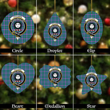 Pitcairn Hunting Tartan Christmas Ornaments with Family Crest