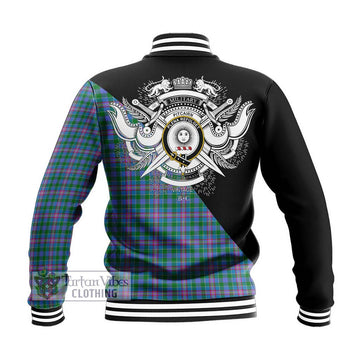 Pitcairn Tartan Baseball Jacket with Family Crest and Military Logo Style - Tartan Vibes Clothing