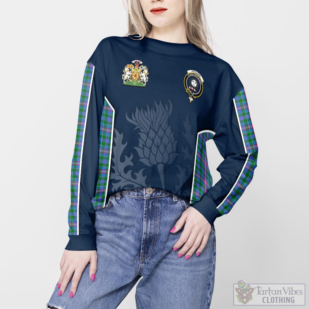 Pitcairn Tartan Sweatshirt with Family Crest and Scottish Thistle Vibes Sport Style - Tartan Vibes Clothing