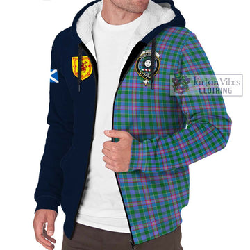 Pitcairn Tartan Sherpa Hoodie Alba with Scottish Lion Royal Arm Half Style - Tartan Vibes Clothing