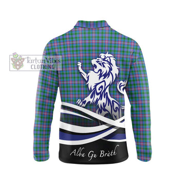 Pitcairn Tartan Long Sleeve Polo Shirt with Alba Gu Brath Regal Lion Emblem - Tartan Vibes Clothing