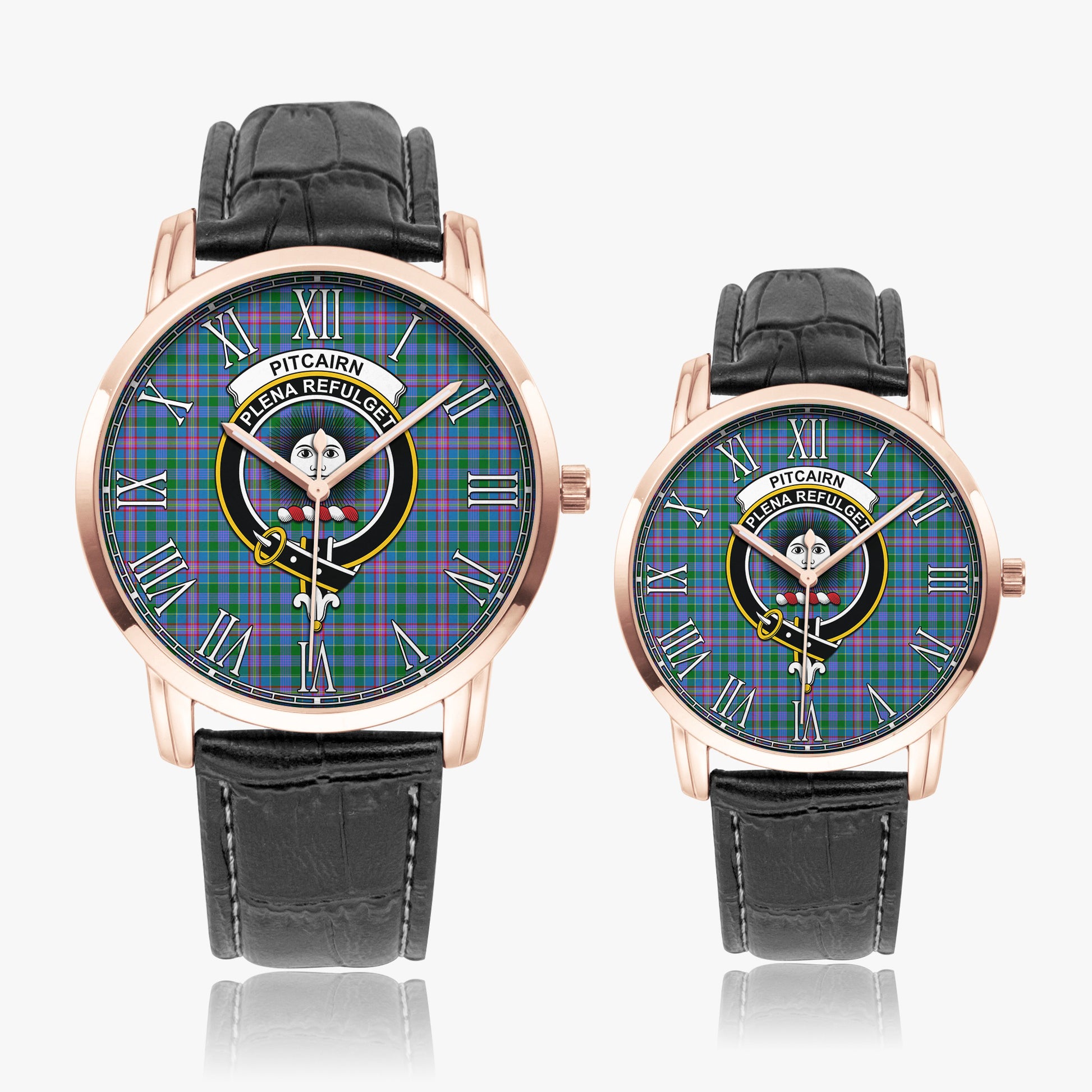 Pitcairn Tartan Family Crest Leather Strap Quartz Watch - Tartan Vibes Clothing