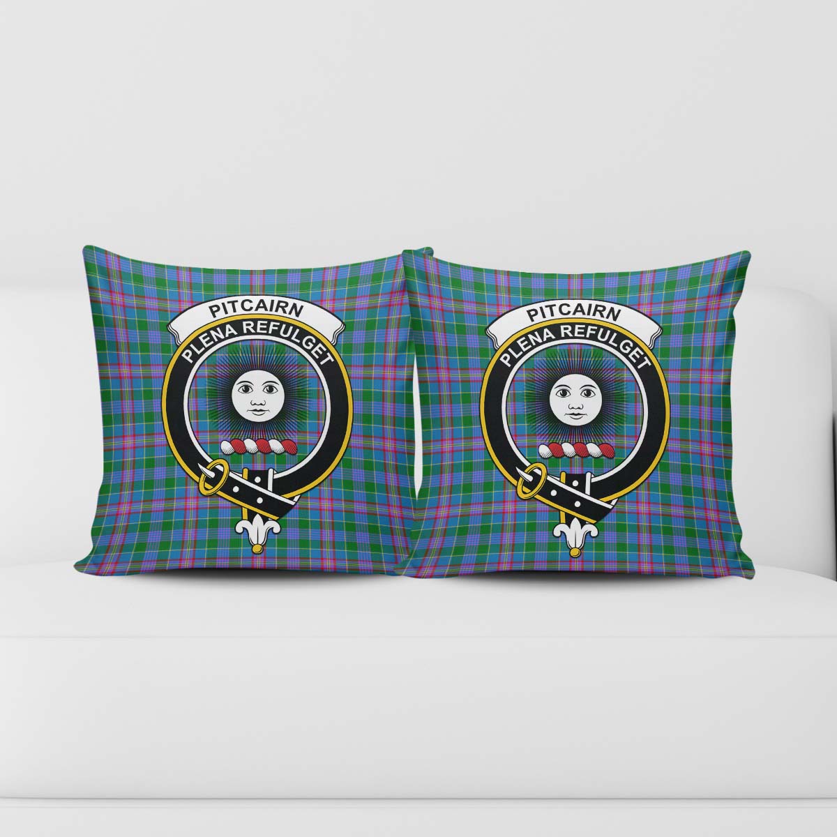 Pitcairn Tartan Pillow Cover with Family Crest - Tartan Vibes Clothing