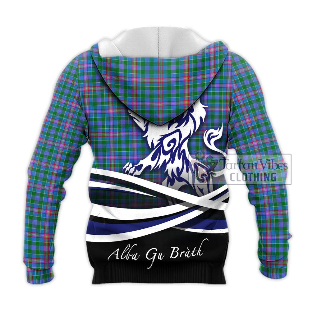 Pitcairn Tartan Knitted Hoodie with Alba Gu Brath Regal Lion Emblem - Tartan Vibes Clothing