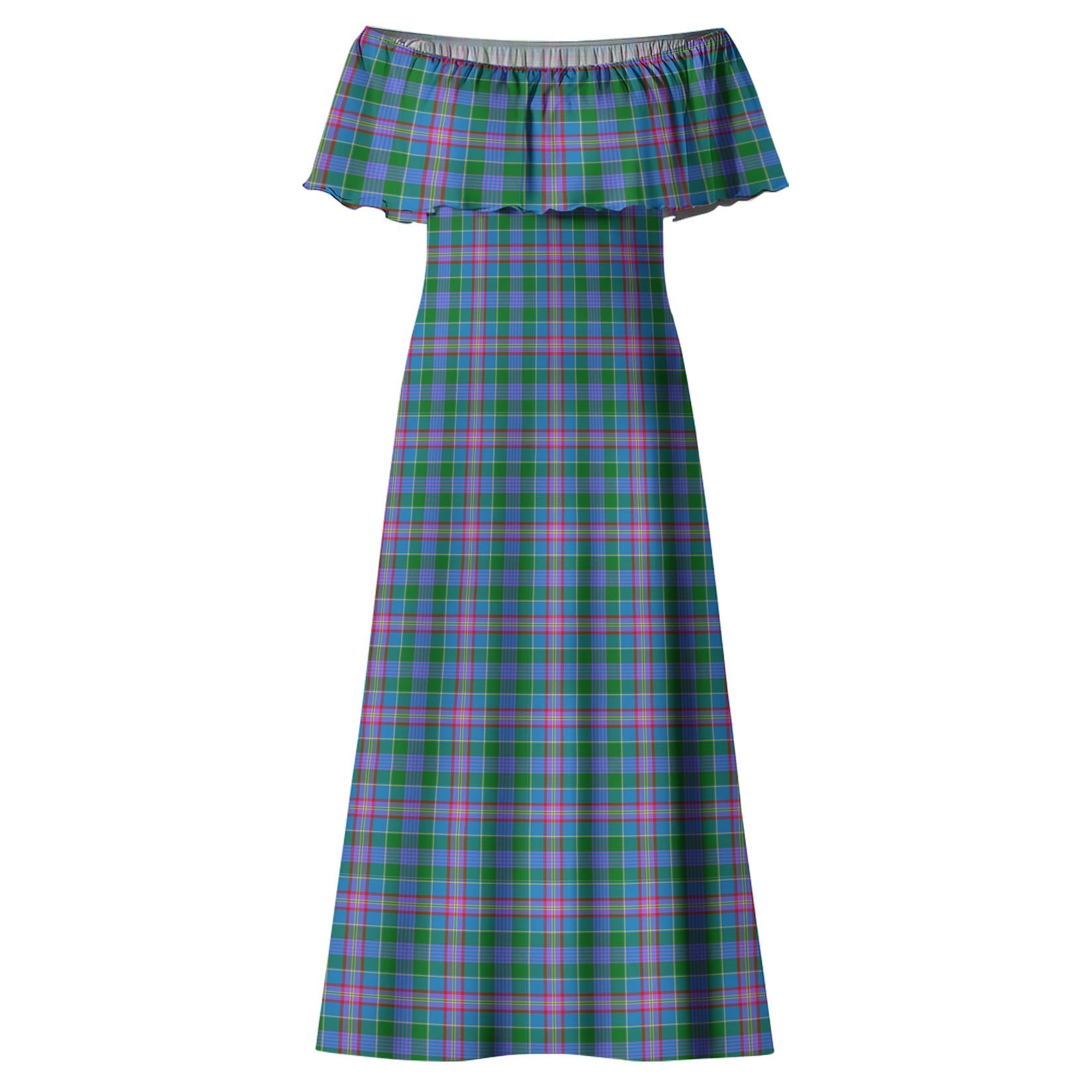 Pitcairn Tartan Off Shoulder Long Dress - Tartan Vibes Clothing