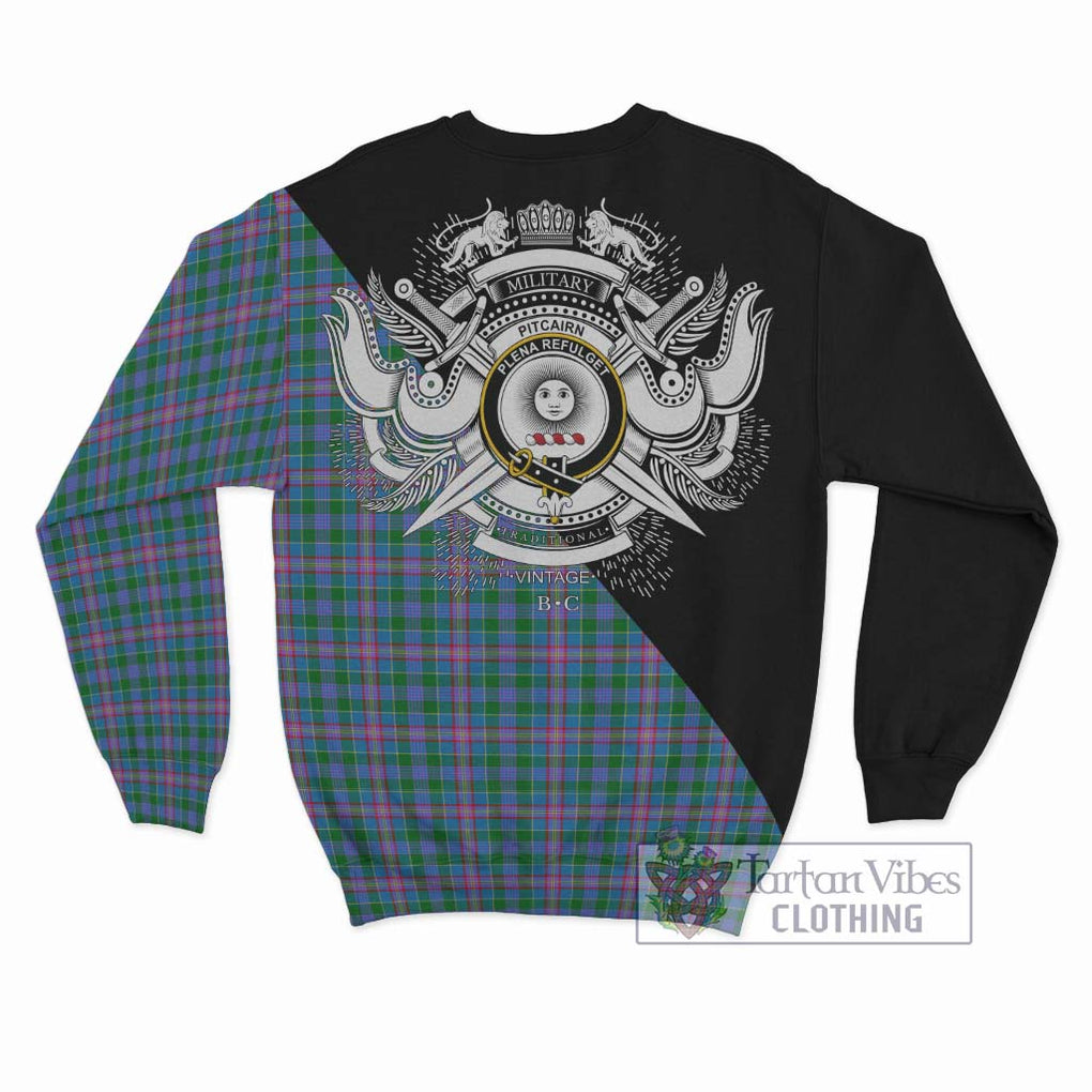 Pitcairn Tartan Sweatshirt with Family Crest and Military Logo Style - Tartan Vibes Clothing