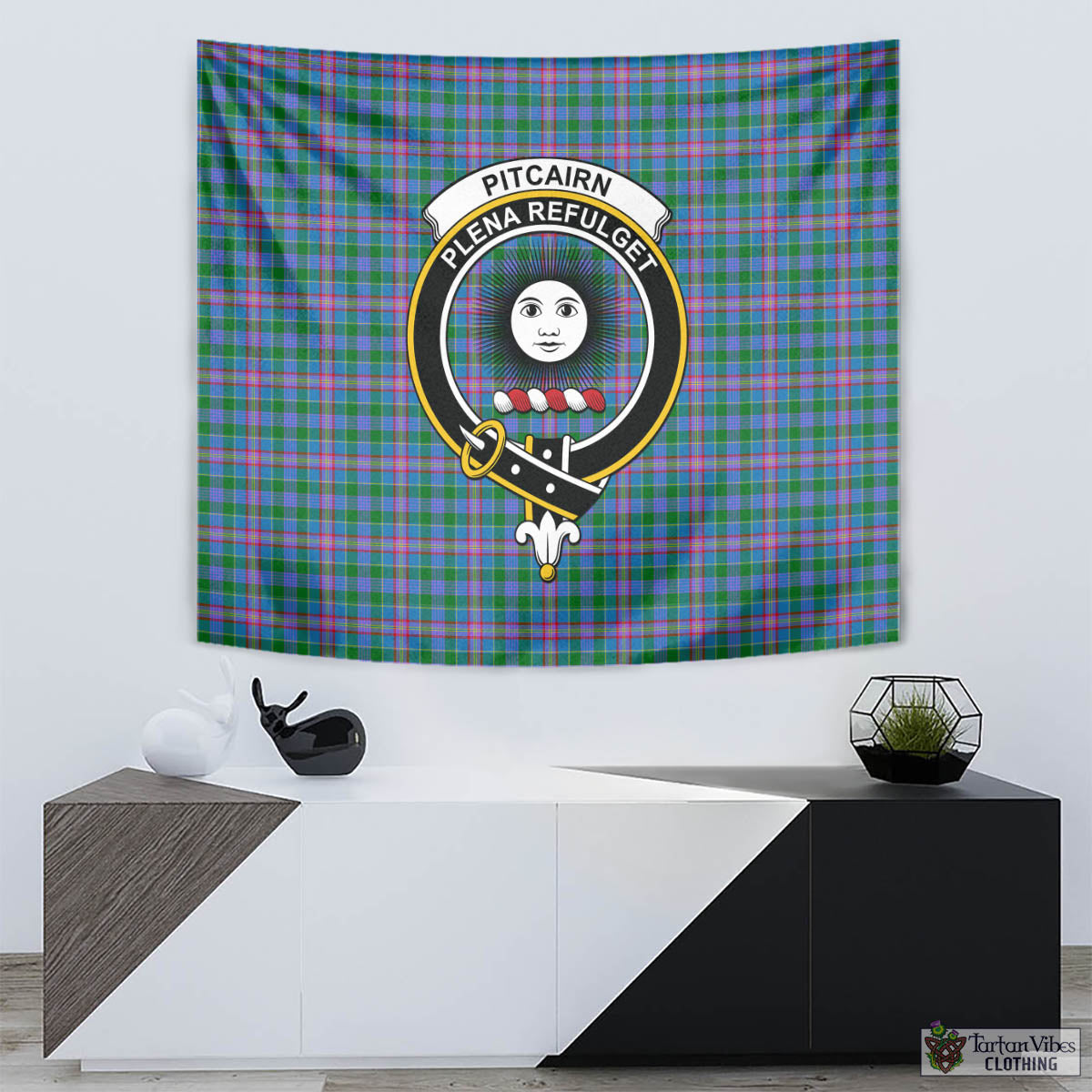 Pitcairn Tartan Tapestry Wall Hanging and Home Decor for Room with Family Crest - Tartan Vibes Clothing
