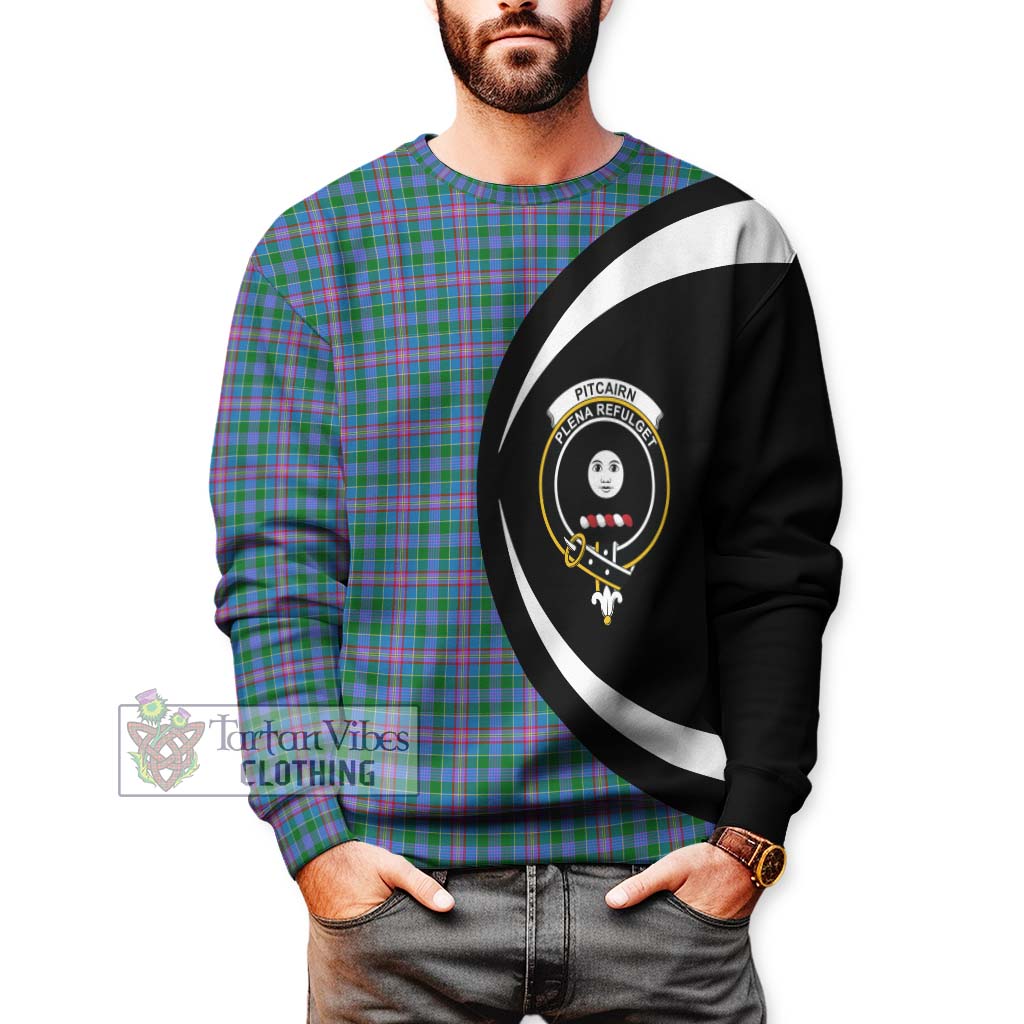 Pitcairn Tartan Sweatshirt with Family Crest Circle Style - Tartan Vibes Clothing