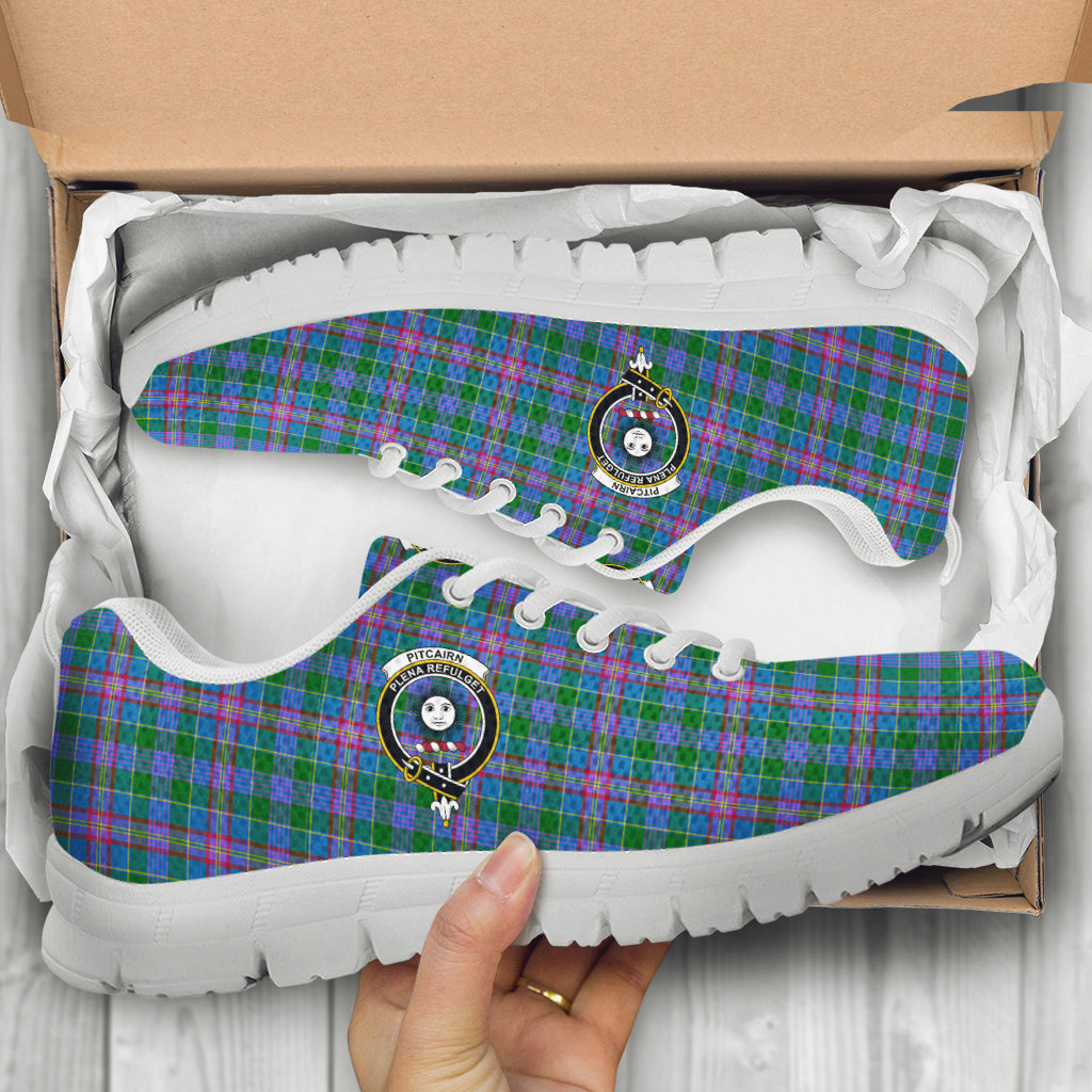 Pitcairn Tartan Sneakers with Family Crest - Tartan Vibes Clothing