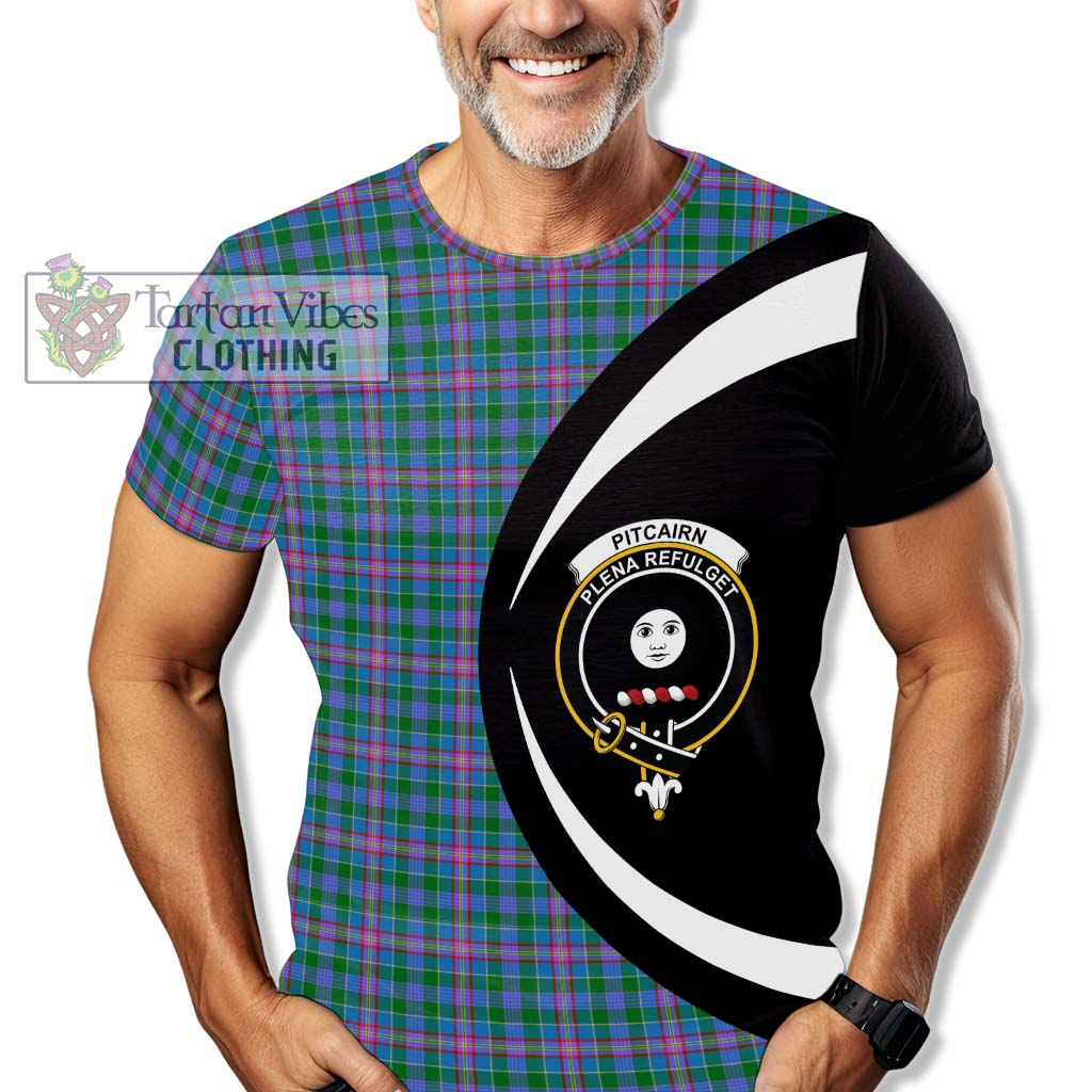 Pitcairn Tartan T-Shirt with Family Crest Circle Style - Tartan Vibes Clothing