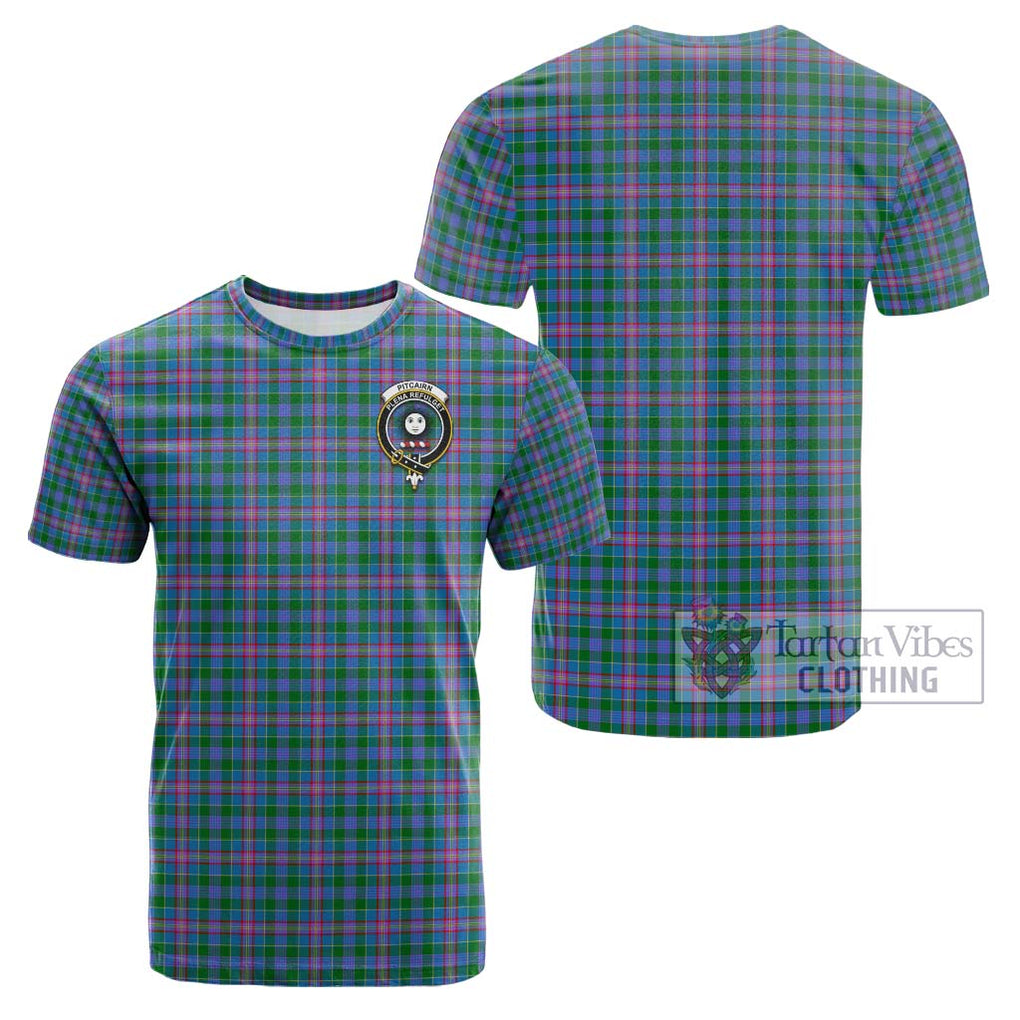 Pitcairn Tartan Cotton T-Shirt with Family Crest - Tartan Vibes Clothing