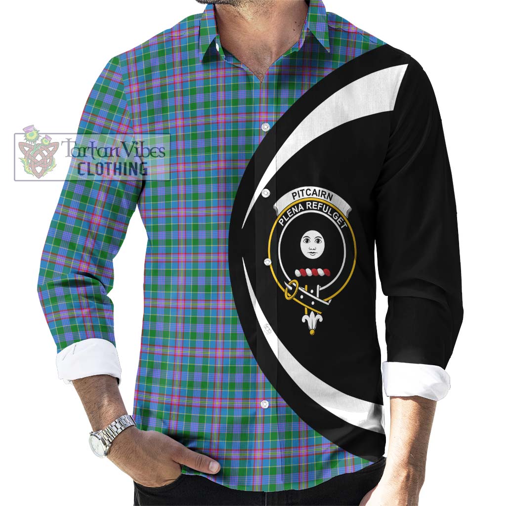 Pitcairn Tartan Long Sleeve Button Up with Family Crest Circle Style - Tartan Vibes Clothing