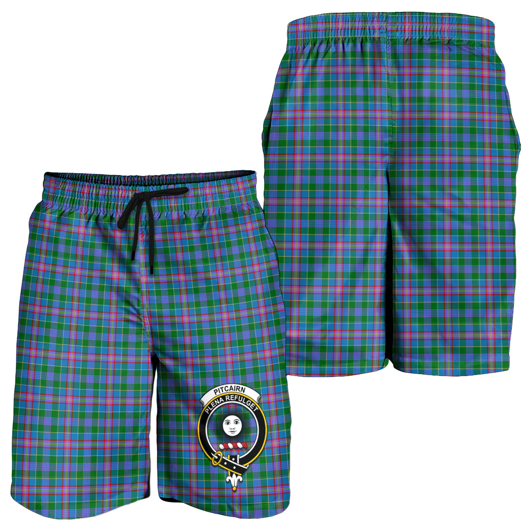 Pitcairn Tartan Mens Shorts with Family Crest - Tartan Vibes Clothing