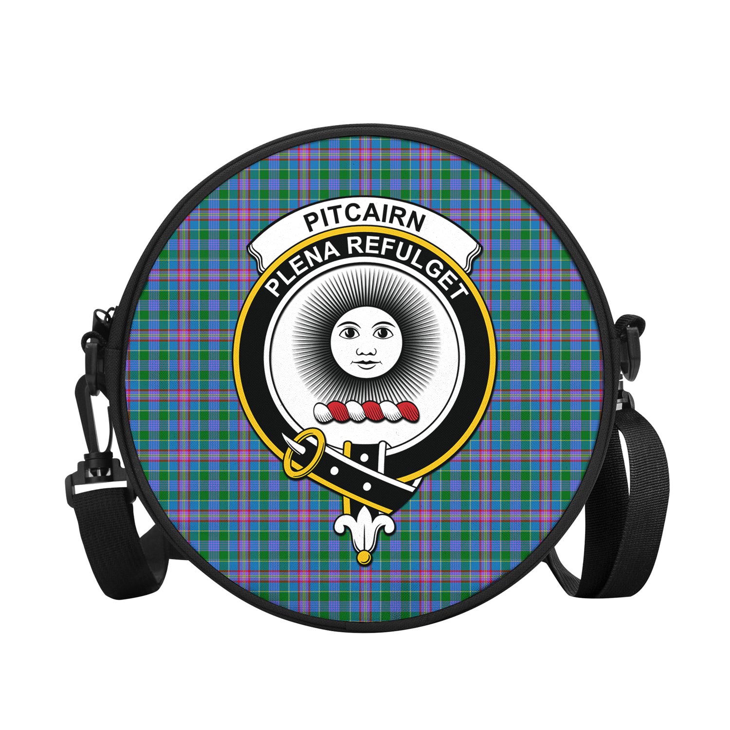 Pitcairn Tartan Round Satchel Bags with Family Crest - Tartan Vibes Clothing