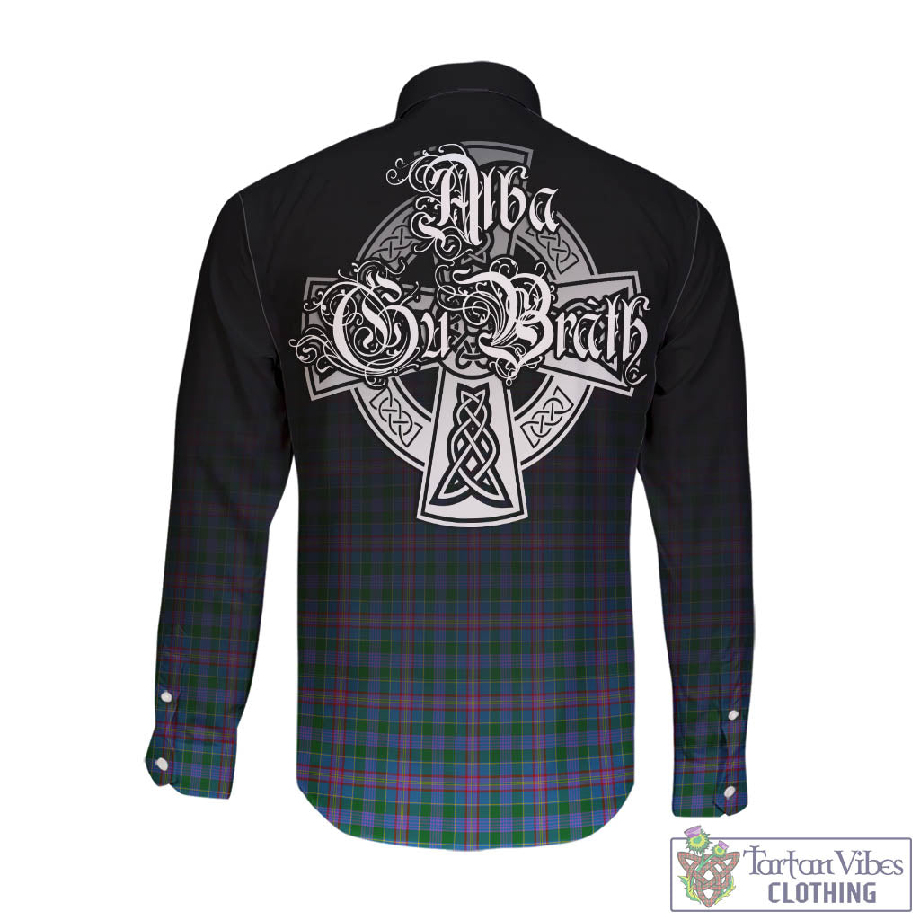 Pitcairn Tartan Long Sleeve Button Up Featuring Alba Gu Brath Family Crest Celtic Inspired - Tartan Vibes Clothing