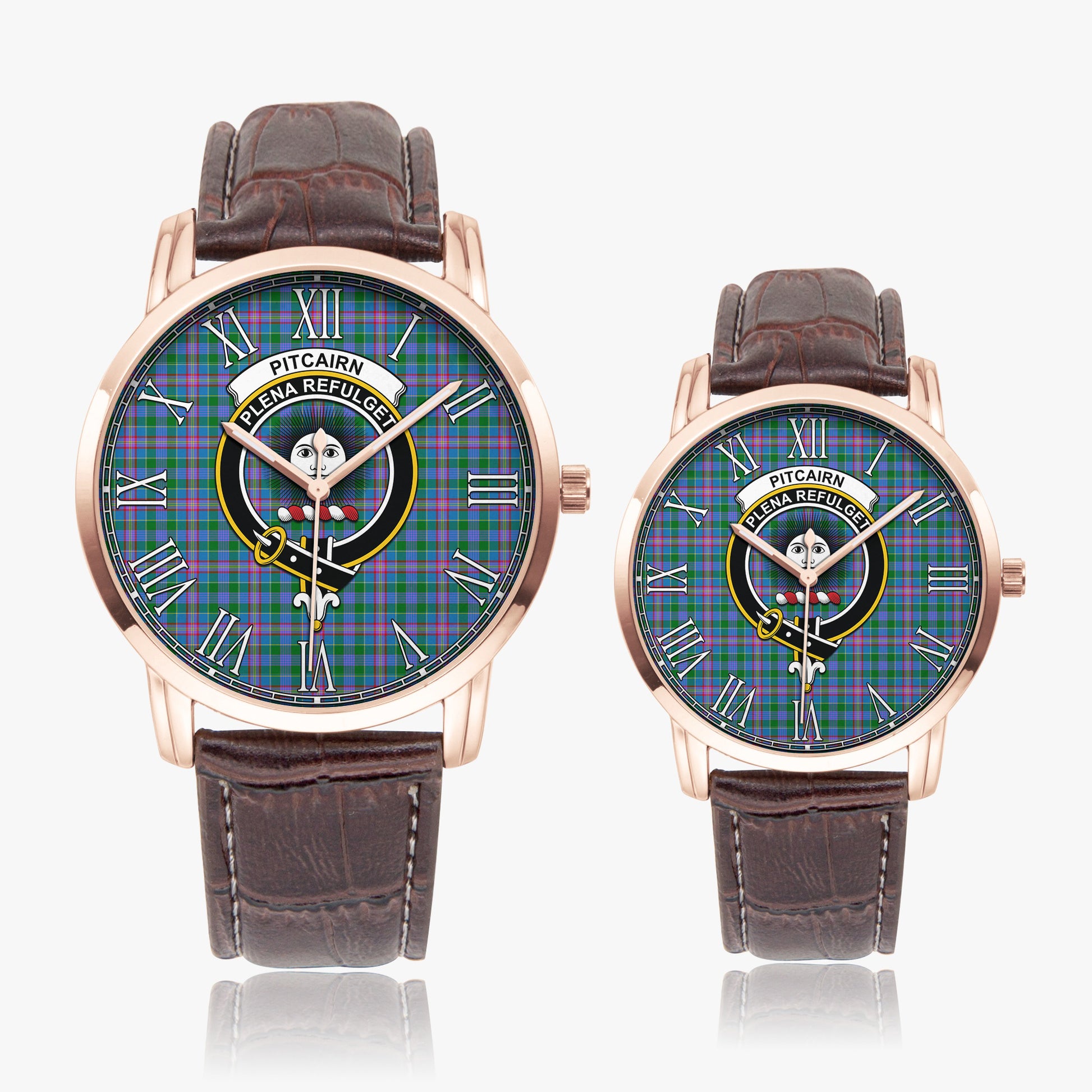 Pitcairn Tartan Family Crest Leather Strap Quartz Watch - Tartan Vibes Clothing