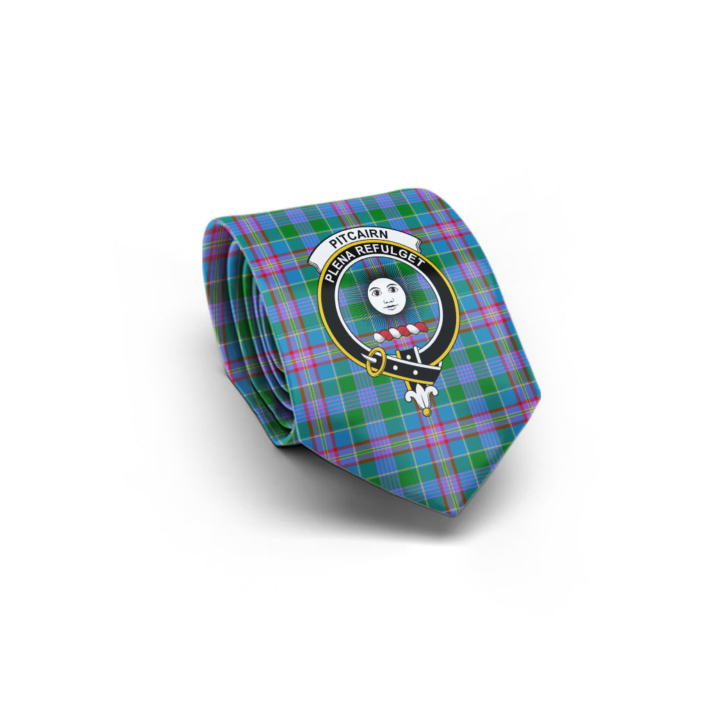 Pitcairn Tartan Classic Necktie with Family Crest - Tartan Vibes Clothing