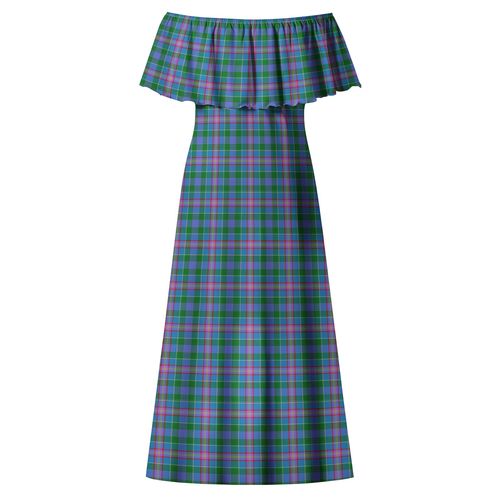 Pitcairn Tartan Off Shoulder Long Dress - Tartan Vibes Clothing