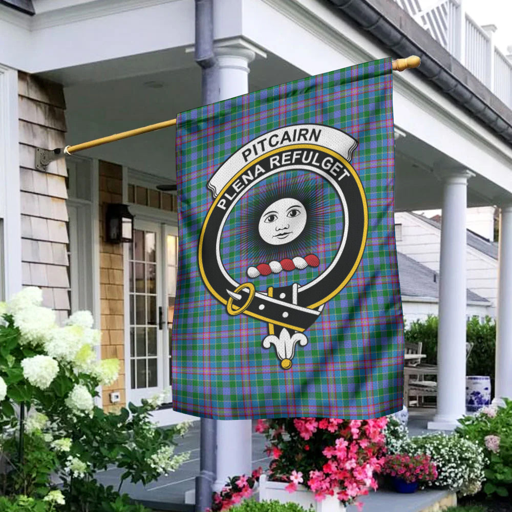Pitcairn Tartan Garden Flag with Family Crest - Tartan Vibes Clothing