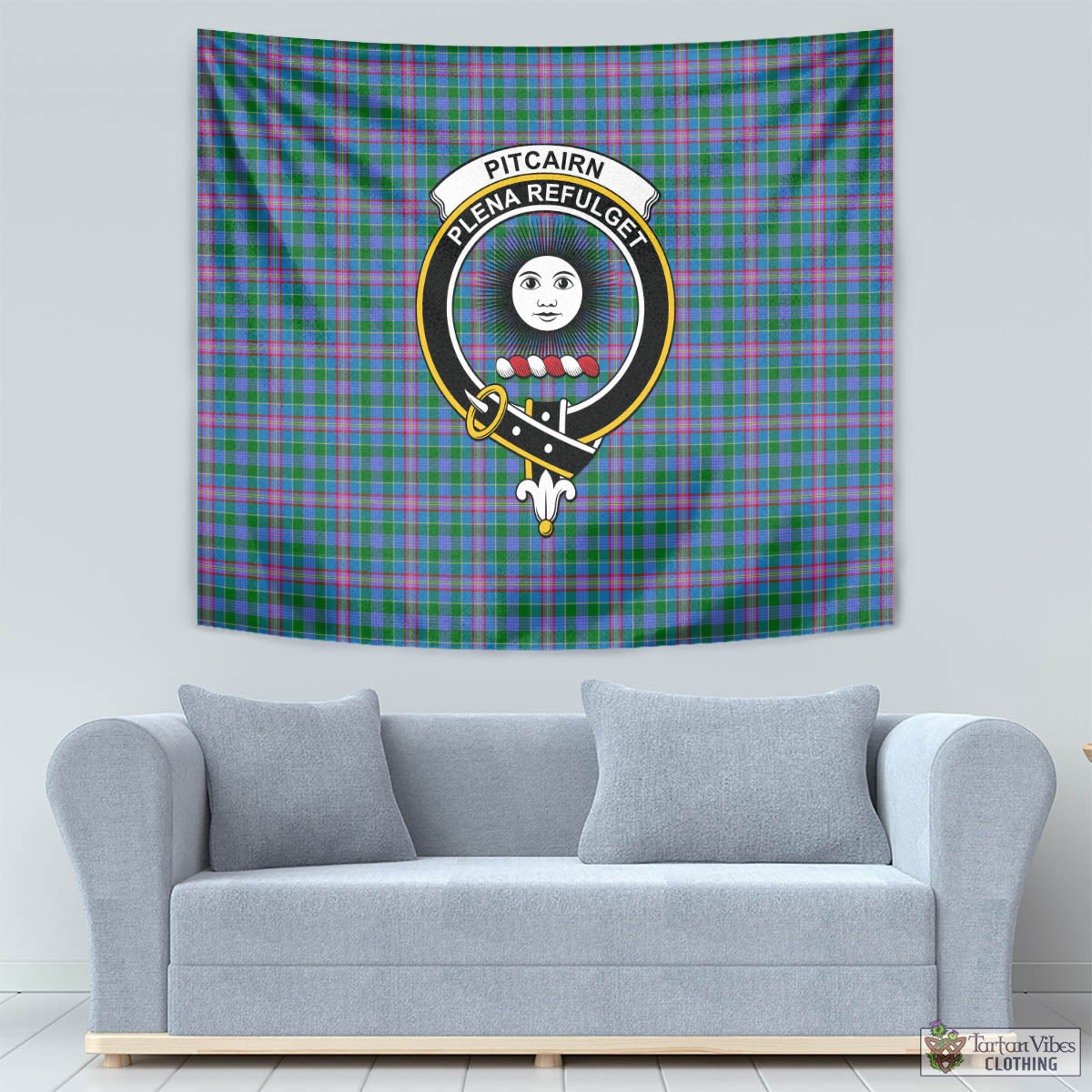 Pitcairn Tartan Tapestry Wall Hanging and Home Decor for Room with Family Crest - Tartan Vibes Clothing
