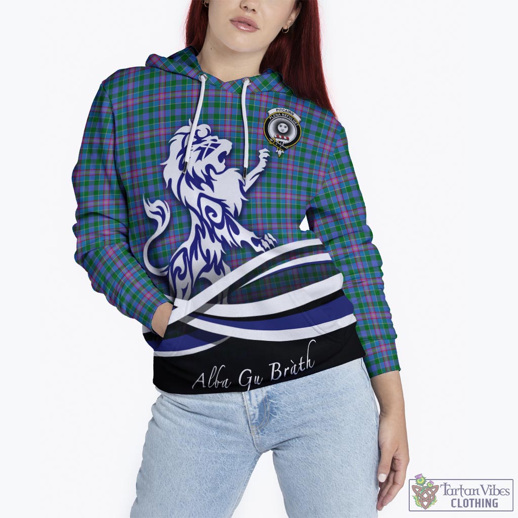 Pitcairn Tartan Hoodie with Alba Gu Brath Regal Lion Emblem - Tartan Vibes Clothing