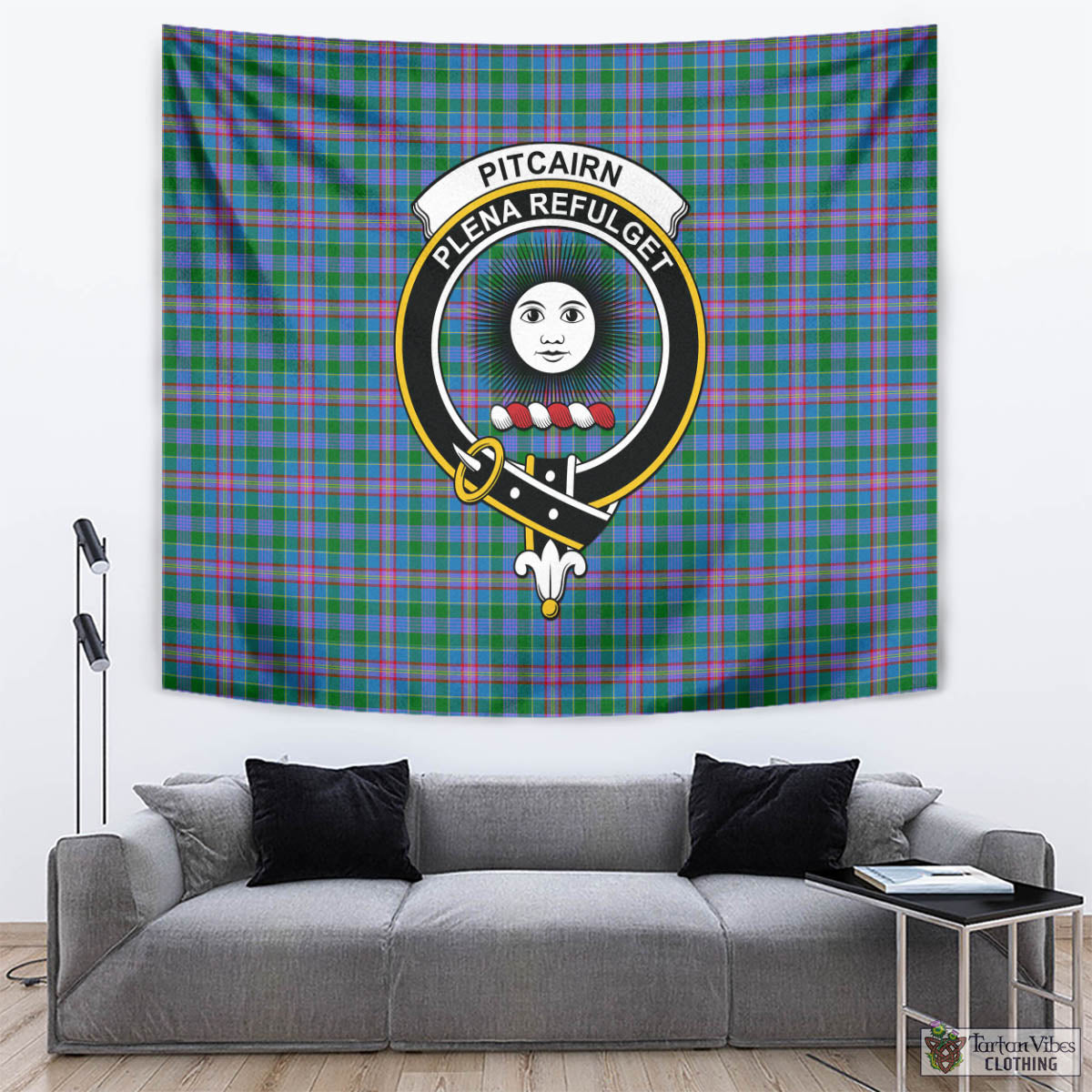 Pitcairn Tartan Tapestry Wall Hanging and Home Decor for Room with Family Crest - Tartan Vibes Clothing
