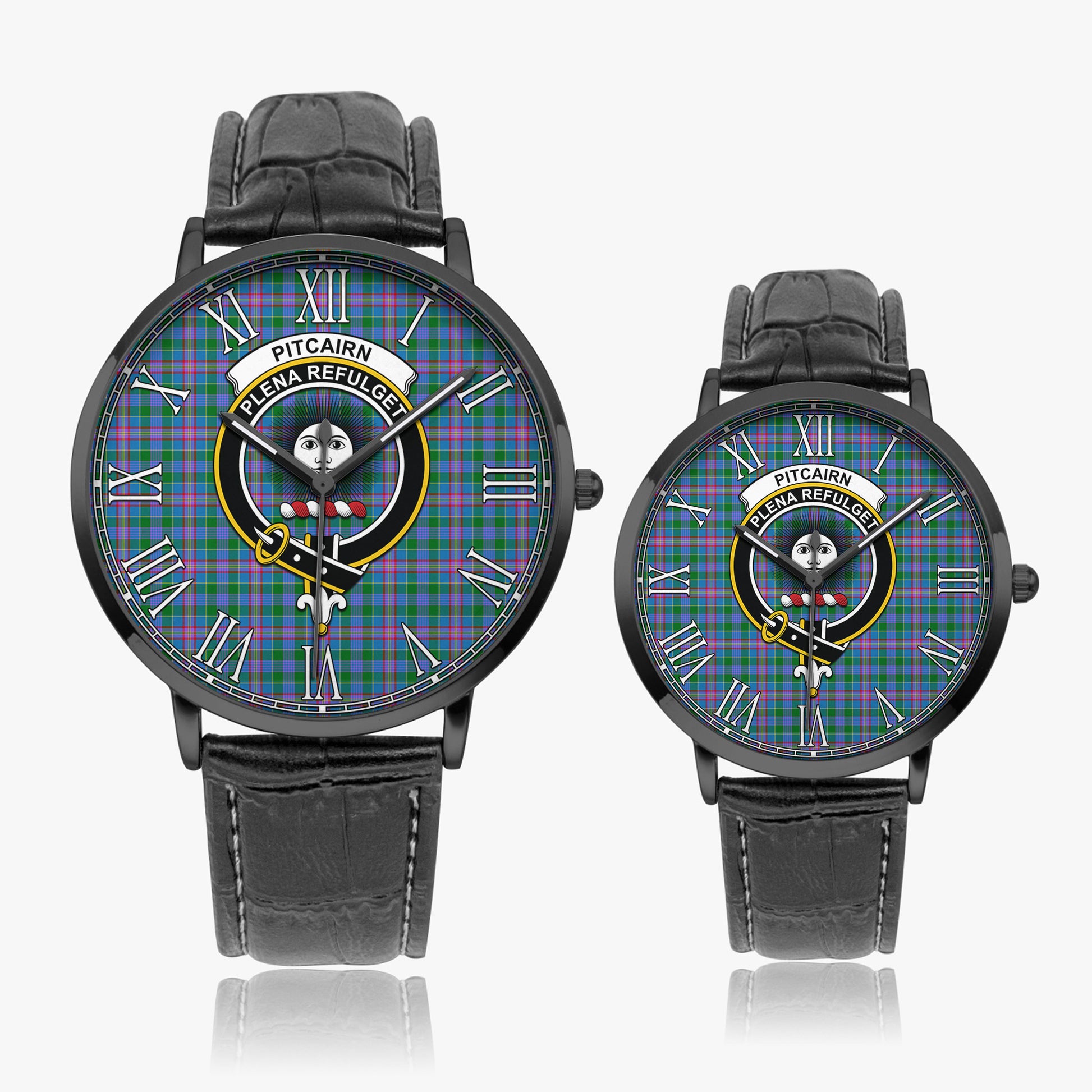 Pitcairn Tartan Family Crest Leather Strap Quartz Watch - Tartan Vibes Clothing