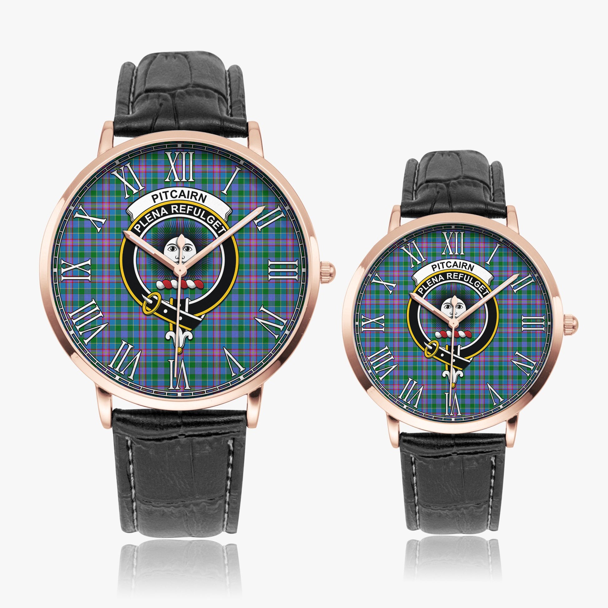 Pitcairn Tartan Family Crest Leather Strap Quartz Watch - Tartan Vibes Clothing