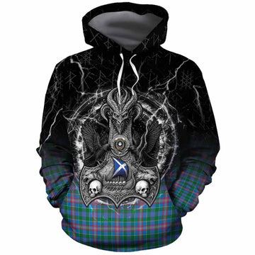 Pitcairn Tartan Crest Cotton Hoodie Celtic Odin's Raven Legacy