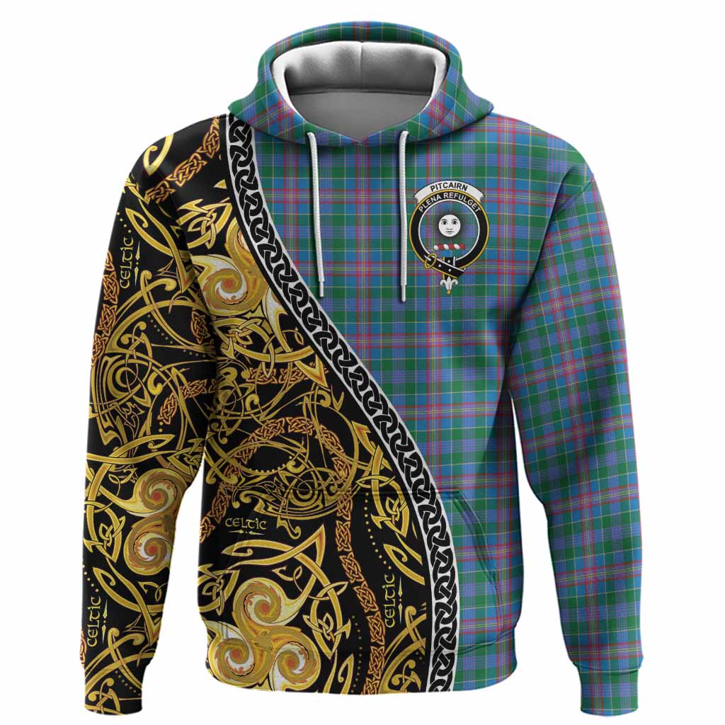 Pitcairn Tartan Crest Hoodie Celtic Knot and Triple Trickle Spiral Symbols