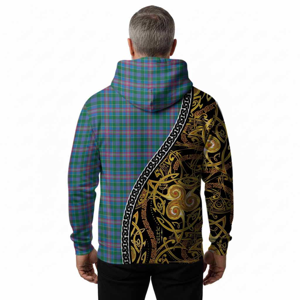 Pitcairn Tartan Crest Hoodie Celtic Knot and Triple Trickle Spiral Symbols